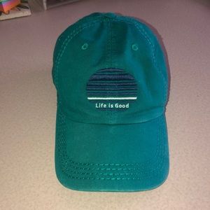LIFE IS GOOD: woman’s teal baseball cap